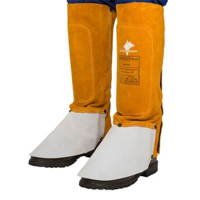 GUETRE SOUDEUR GOLDEN BROWN EN CUIR CROUTE BOVIN LONGUEUR 36cm / PAIRE REF 44-2114