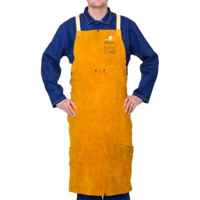 TABLIER SOUDEUR GOLDEN BROWN EN CUIR CROUTE BOVIN KEVLAR 3 PLIS 107CMX60CM REF 44-2142